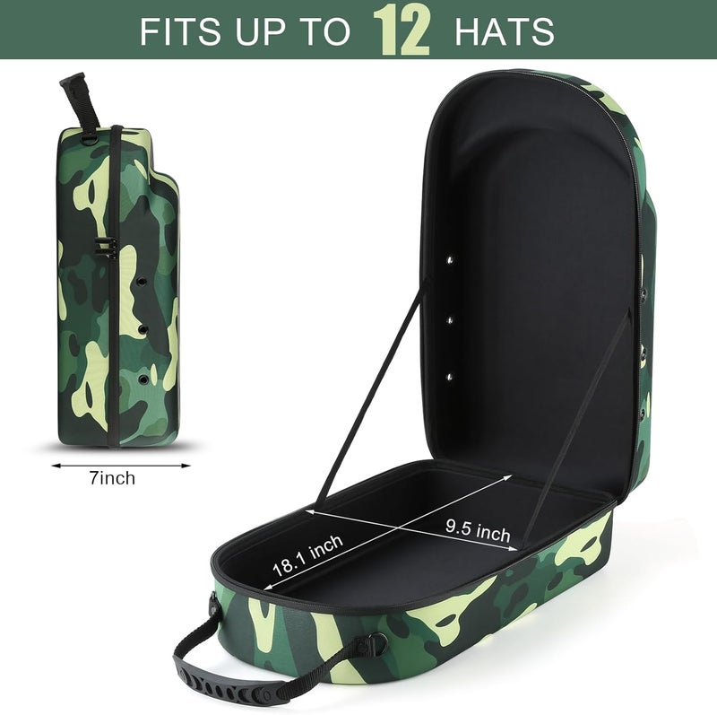 GERMUN Hard baseball hat case, Hat Carrier Travel Case with Adjustable Shoulder Strap, Hat cap case for 12 Baseball Caps - Perfect for Traveling & At-Home Storage (Camo Green) - Image 3